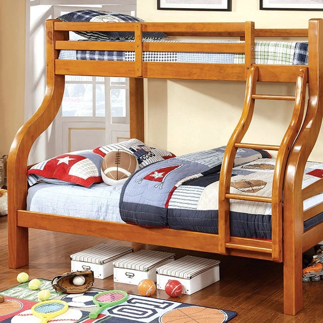 SOLPINE Gray & Oak Twin/Full Bunk Bed