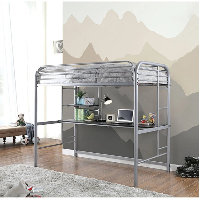 Opal Iii Black & Silver Twin Loft Bed