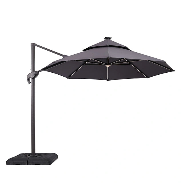 Xico 8 Ft Square Umbrella w/ Double Top w/ LED Light + 37" Large Base