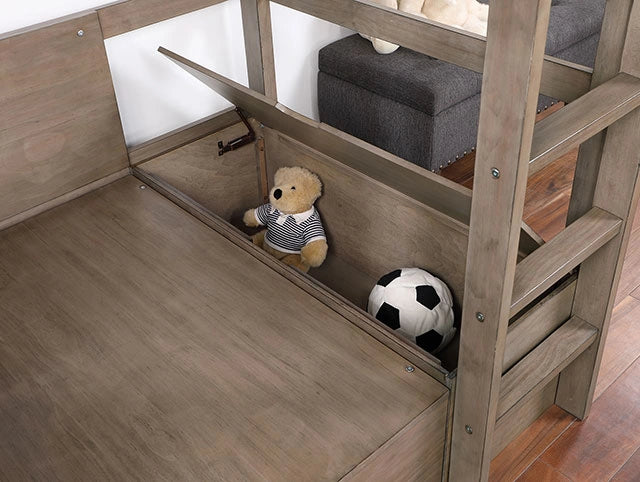 CALLISTUS Twin Workstation Loft Bed, White & Gray