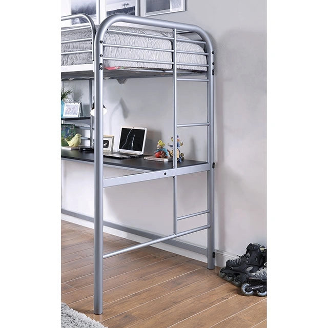 Opal Iii Black & Silver Twin Loft Bed