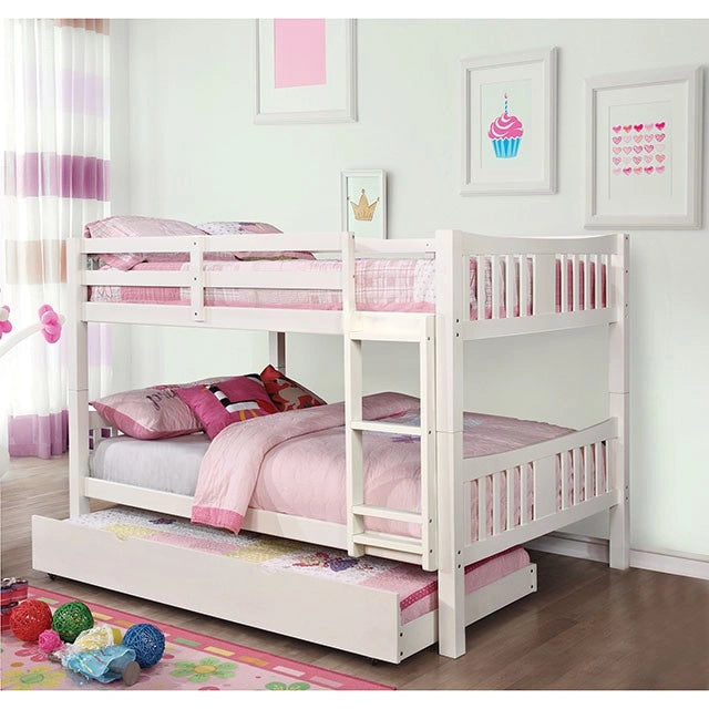 Cameron Dark Walnut, White & Gray Full/Full Bunk Bed