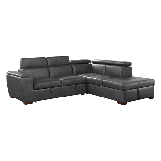 Barre-(2)2-Piece Sectional with Pull-out Bed and Right Chaise with Hidden Storage, Adjustable Headrests image