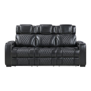 Apex-Power Double Reclining Sofa with Center Drop-Down Cup Holders, Power Headrests, Storage Arms with Cup holders, Reading Lights, Wireless Charger, Air Massage and Heat, LED Lighting and Charging Ports image