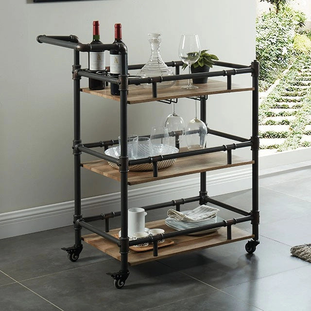 Aylmer Sand Black/Natural Serving Cart