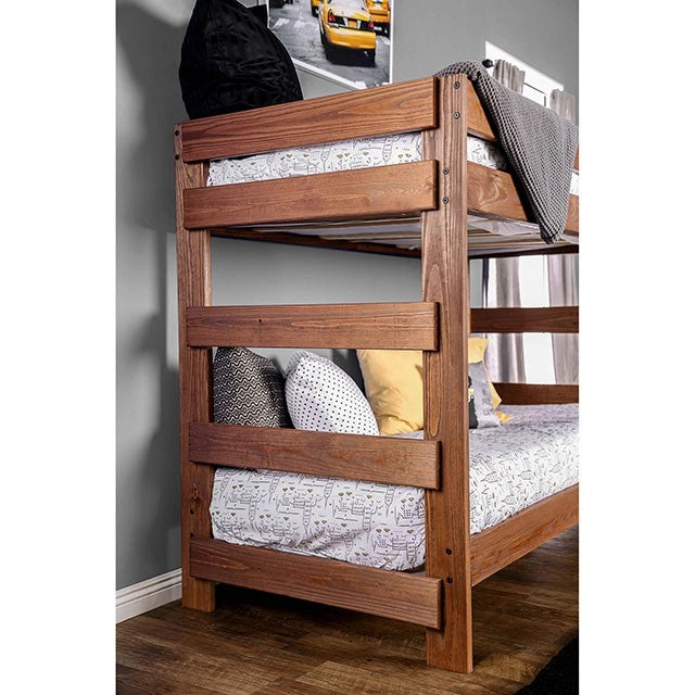 Arlette Twin/Twin Bunk Bed Brown, Black, Gray, & White