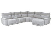 Tesoro-(6)6-Piece Modular Power Reclining Sectional with Power Headrests, Right Chaise and USB Port image