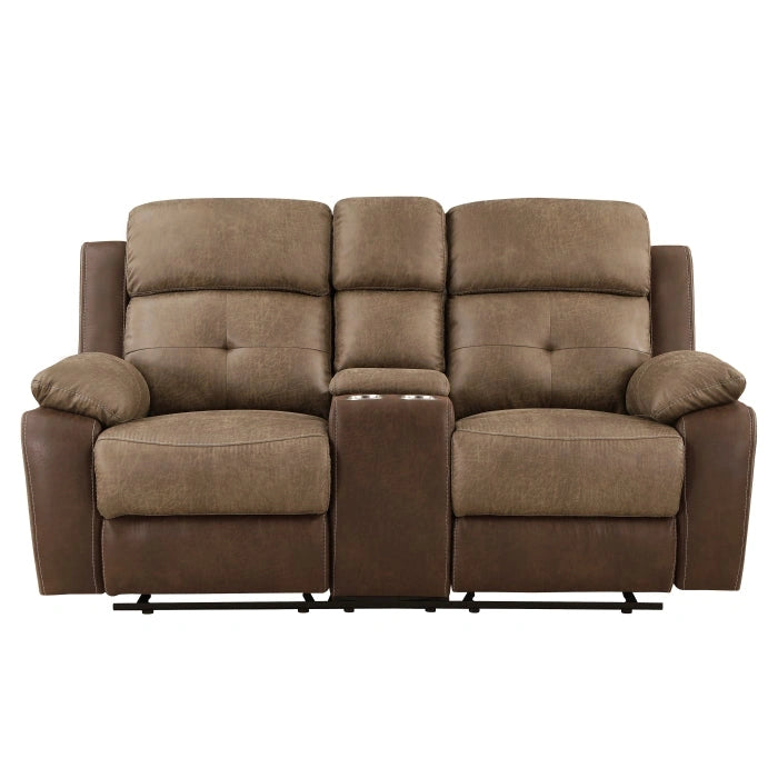 8599BR-2 - Double Glider Reclining Love Seat with Center Console