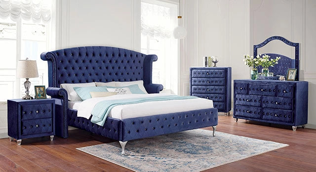 ALZIR Cal.King, E.King, & Queen Bed, Blue