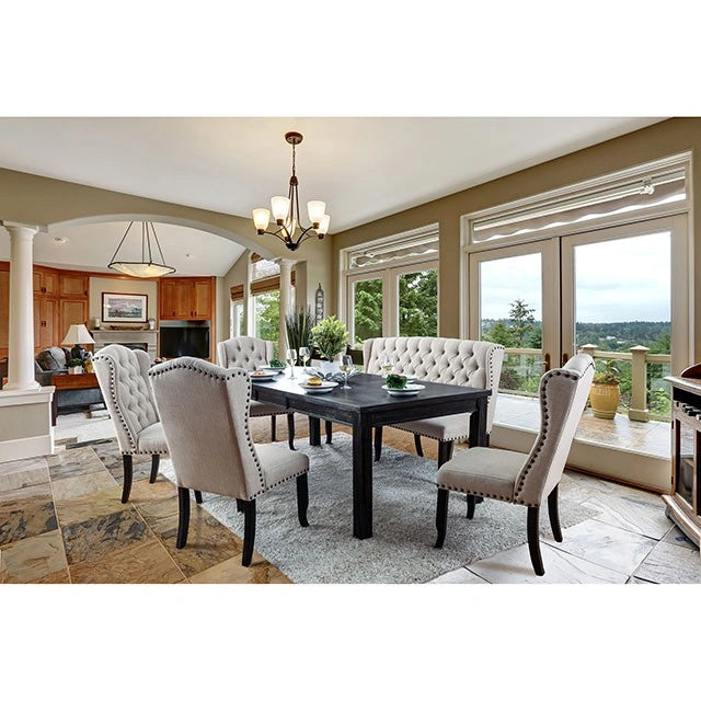 Sania 7 Pc Dining Table Set Antique Black