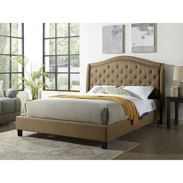 Carly Cal.King, E.King, Full, & Queen Bed Grey & Brown