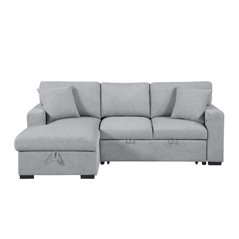 Pompano-(2)Sectional with Left Chaise, Pull-out Bed, Hidden Storages and Shelves, Charging Ports image