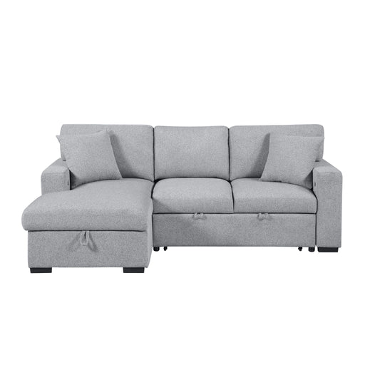 Pompano-(2)Sectional with Left Chaise, Pull-out Bed, Hidden Storages and Shelves, Charging Ports image