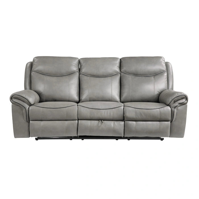 8206GRY-3 - Double Reclining Sofa with Center Drop-Down Cup Holders, Receptacles, Hidden Drawer and USB Ports