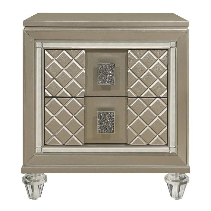 Youth Loudon 2 Drawer Nightstand in Champagne Metallic B1515-4