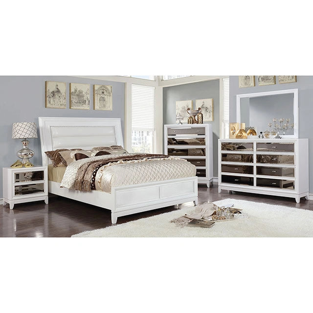 Golva E.King & Queen Bed White & Silver