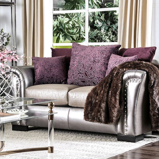 Benigno Love Seat Silver & Gray