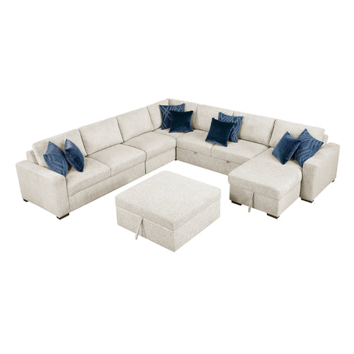 Isla-(7)6-Piece Sectional with Reversible Chaise, Pull-out Bed, Hidden Storage and Ottoman image