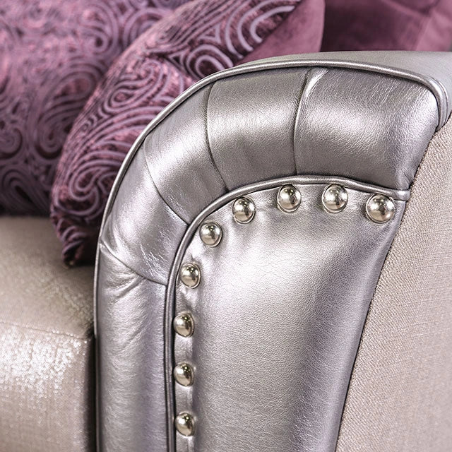 Benigno Love Seat Silver & Gray