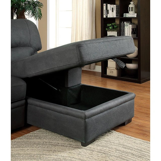 ALCESTER Brown & Gray Sectional w/ Sleeper, Ash
