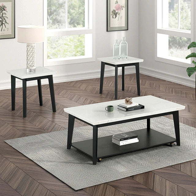 Thisted Rectangle Marble Coffee Table w/ Casters