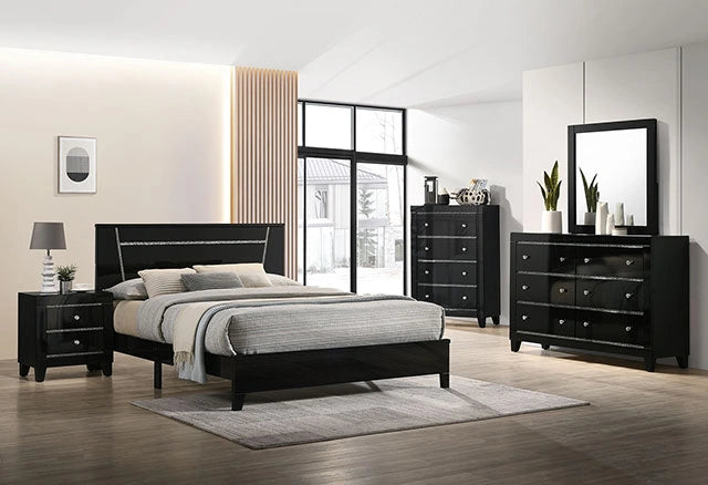MAGDEBURG Cal.King Bed, Black & White