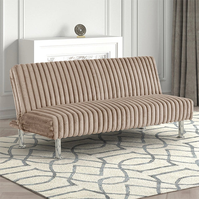 Hinwil Futon Sofa Bed Pink, Beige Grey, & Black
