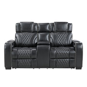 Apex-Power Double Reclining Love Seat with Center Console, Power Headrests, Storage Arms with Cup Holders, Wireless charger, Air Massage and Heat, LED Lighting and Charging Ports image