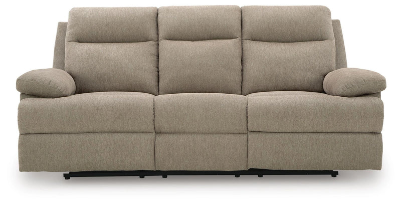 Side-Swipe Reclining Sofa with Drop Down Table