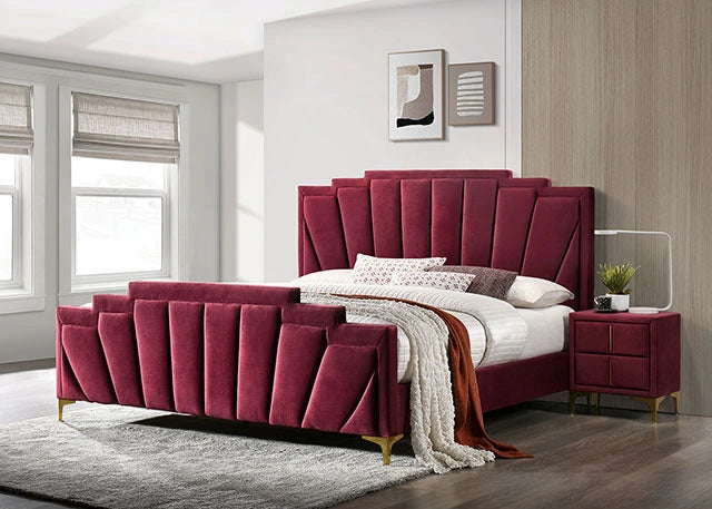 FLORIZEL Cal.King, E.King & Queen Bed, Black & Red