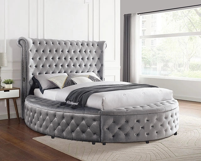 SANSOM E.King & Queen Bed, Black, Blue, & Grey