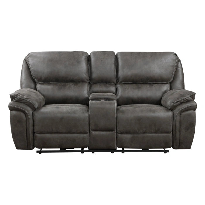 8517GRY-2PW - Power Double Reclining Love Seat with Center Console