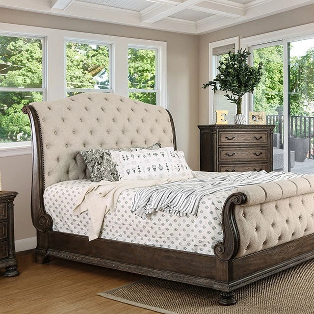 LYSANDRA Beige/Rustic Natural Tone Cal.King, E.King, & Queen Bed