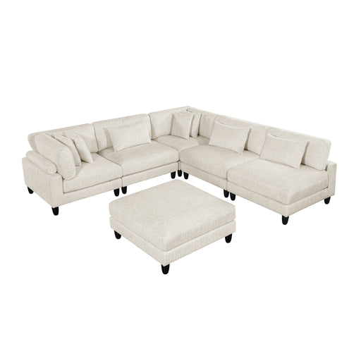 ;Robstown-(6)6-Piece Modular Sectional with Ottoman image