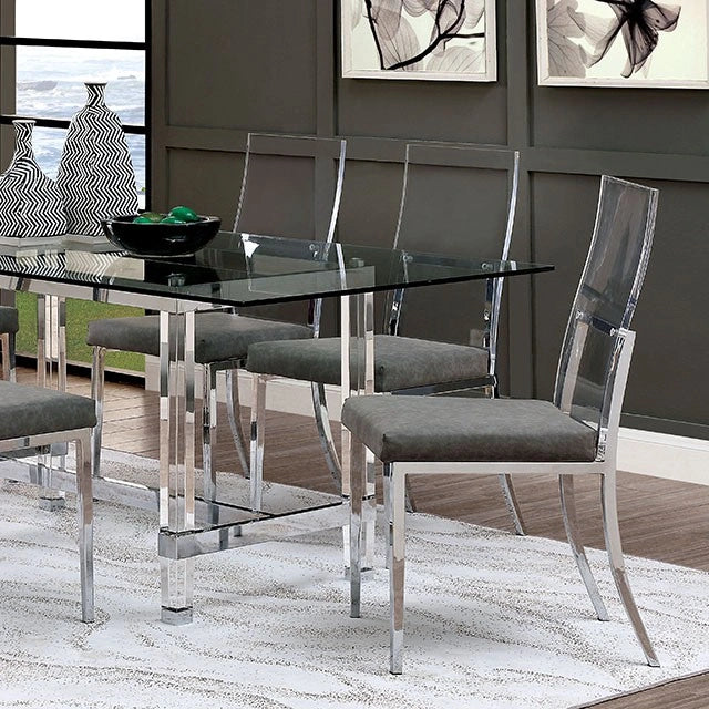 Casper 7 Pc Dining Table Set Chrome