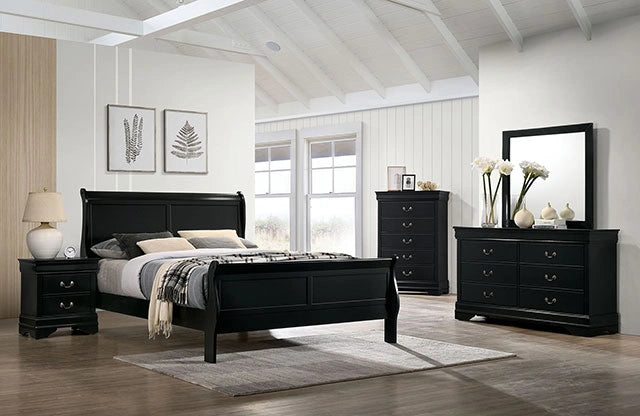 Louis Philippe Full, Twin, Full, & King Bed Black, Grey, Brown & White