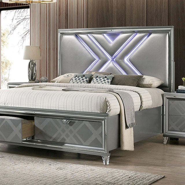 Emmeline 4 & 5 Piece Queen Bedroom Set Gray & White