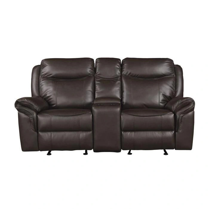 Aram Double Glider Reclining Loveseat in Brown 8206BRW-2